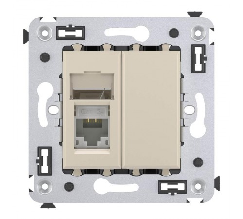 Компьютерная розетка RJ-45 в стену, кат.5e одинарная, "Avanti","Ванильная дымка"  4405463  DKC