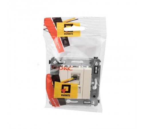 Компьютерная розетка RJ-45 в стену, кат.5e одинарная, "Avanti","Ванильная дымка"  4405463  DKC