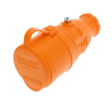 Розетка переносная влагозащищенная с крышкой, с/з, 16 А, IP44, каучук оранжевая  111-123  REXANT
