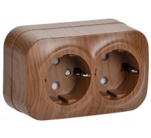 РСш22-3-ХД Розет. 2-ая с з/к и з/ш о/у 16А GLORY дуб  ERH24-K24-16  IEK
