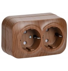 РСш22-3-ХД Розет. 2-ая с з/к и з/ш о/у 16А GLORY дуб  ERH24-K24-16  IEK