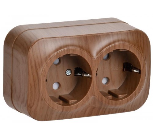 РСш22-3-ХД Розет. 2-ая с з/к и з/ш о/у 16А GLORY дуб  ERH24-K24-16  IEK