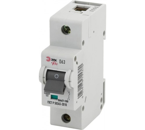 Выключатель автоматический однополюсный NO-902-268 ВА47-100 1Р 63А 10кА кривая D (12/120/2880) Pro  Б0048858  ЭРА