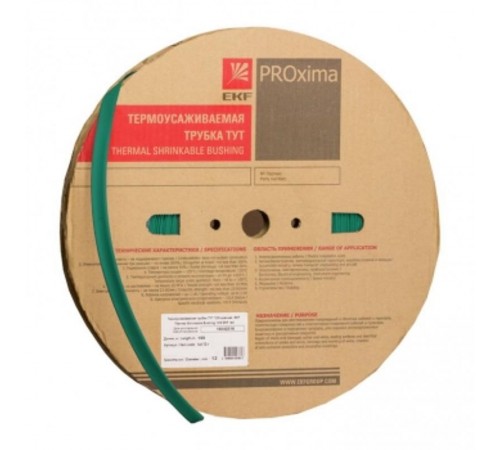 Термоусаживаемая трубка ТУТ нг 100/50 зелёная рулон PROxima  tut-100-j  EKF