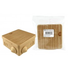 Коробка распределительная о/п 100х100х55мм, крышка, сосна, IP54, 8вх. инд. штрихкод  SQ1401-0713  TDM