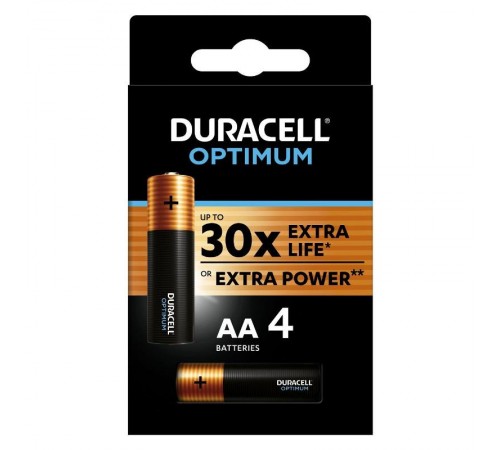 Батарейки Duracell 5014061 АА алкалиновые 1,5v 4 шт. LR6-4BL Optimum,  Б0056020  Duracell