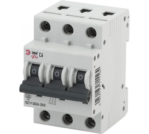 Выключатель автоматический трехполюсный NO-902-187 ВА47-63 3P 6А 6кА характеристика C Pro  Б0036871  ЭРА