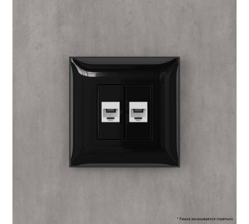 Телефонная розетка RJ-12 без шторки в стену двойная, "Avanti", "Черный квадрат"  4402614  DKC