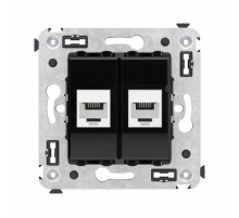 Телефонная розетка RJ-12 без шторки в стену двойная, "Avanti", "Черный квадрат"  4402614  DKC