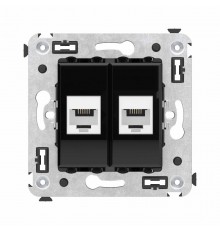 Телефонная розетка RJ-12 без шторки в стену двойная, "Avanti", "Черный квадрат"  4402614  DKC