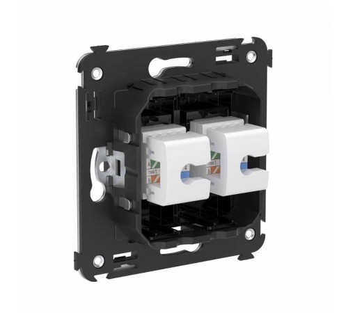 Телефонная розетка RJ-12 без шторки в стену двойная, "Avanti", "Черный квадрат"  4402614  DKC