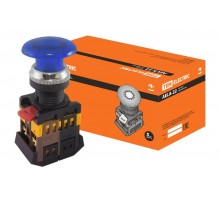 Кнопка AELA-22 "Грибок" синий d22мм неон/230В 1з+1р   SQ0704-0035  TDM