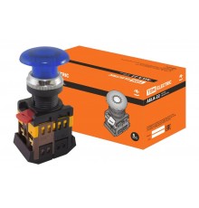 Кнопка AELA-22 "Грибок" синий d22мм неон/230В 1з+1р   SQ0704-0035  TDM