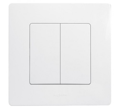 Etika Белый Выключатель 2-х клавишный, 10А, винтовые клеммы  672202  Legrand
