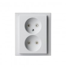 Розетка Double Shuko 16А 230В, без заземления, Impressivo, белый  302UJ-84   2TKA00000432  ABB