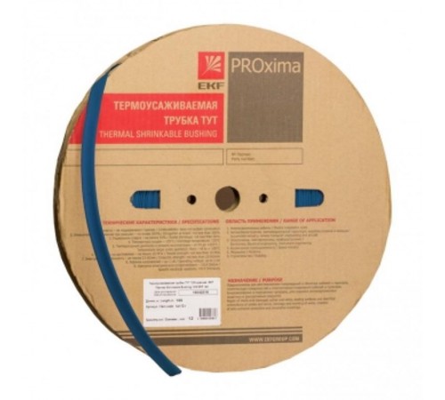 Термоусаживаемая трубка ТУТ нг 120/60 синяя рулон PROxima  tut-120-g  EKF