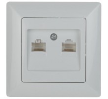 4-304-01 Intro Розетка информационная 2xRJ45, СУ, Solo, белый  Б0043389  Intro