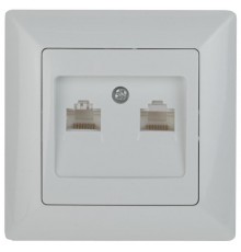 4-304-01 Intro Розетка информационная 2xRJ45, СУ, Solo, белый  Б0043389  Intro