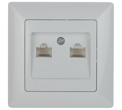 4-304-01 Intro Розетка информационная 2xRJ45, СУ, Solo, белый  Б0043389  Intro