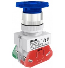 Выкл. кноп. грибок с фикс. AEAL 22 мм Цвет:СИНИЙ  25036DEK  DEKraft