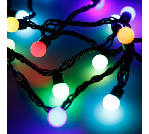 Светодиодная гирлянда ARD-BALL-PRO-D17.5-10000-BLACK-100LED RGB (230V, 7W)  025586  Arlight