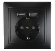 1-410-05 Intro Розетка+USB, IP20, СУ, Plano, антрацит  Б0044578  Intro