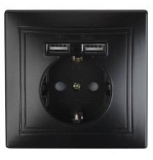 1-410-05 Intro Розетка+USB, IP20, СУ, Plano, антрацит  Б0044578  Intro