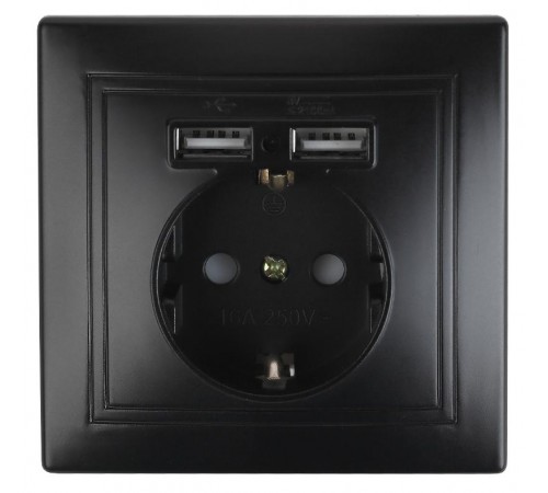 1-410-05 Intro Розетка+USB, IP20, СУ, Plano, антрацит  Б0044578  Intro