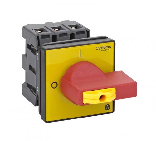 Выключатель-Разъединитель 3P 40A IP20 с красной рукояткой на дверцу 4 винта 1 замок  MSD40360R  SE