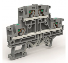 Двухуровневая клемма 4 кв.мм с заземлением в нижнем ярусе  ZEFD420GR  DKC