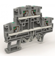 Двухуровневая клемма 4 кв.мм с заземлением в нижнем ярусе  ZEFD420GR  DKC