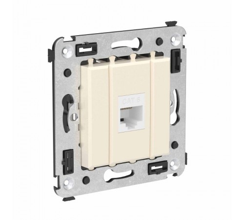 Компьютерная розетка RJ-45 без шторки в стену, кат.6 одинарная, "Avanti", "Ванильная дымка"  4405693  DKC