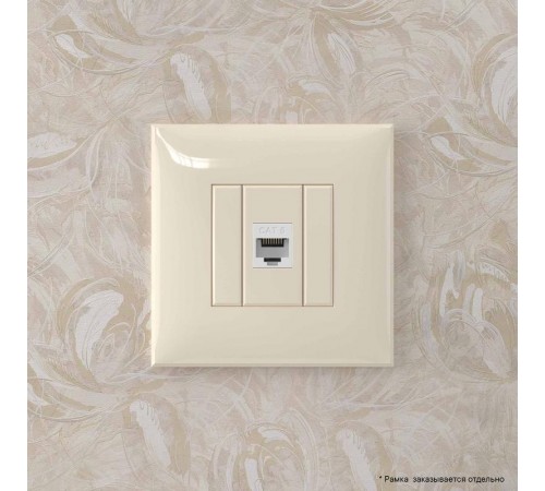 Компьютерная розетка RJ-45 без шторки в стену, кат.6 одинарная, "Avanti", "Ванильная дымка"  4405693  DKC