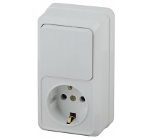 Блок розетка с выключателем Intro Quadro 2-705-01 вертикальный 10(16)А-250В, IP20, ОУ, белый  Б0053882  Intro