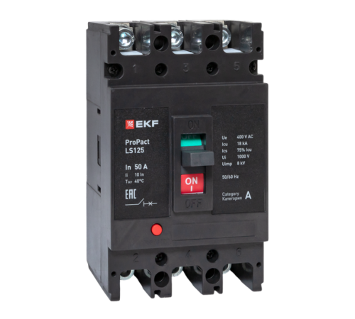 Выключатель автоматический LS125 18кА 3P 50А ProPact  mccb-125-18-3-50-ls  EKF