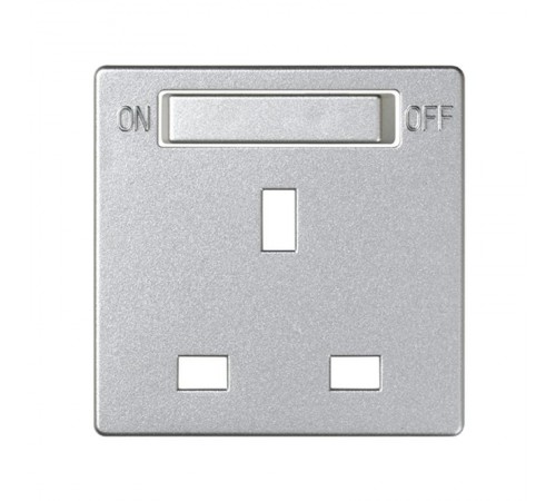 Simon 82 Накладка на британскую розетку с выключтелем, S82, S82N, S82 Detail, алюминий  8200046-093  Simon