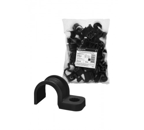 Крепеж-скоба для трубы 25 мм односторонняя для прямого монтажа (50 шт.) черная   SQ0405-6113  TDM