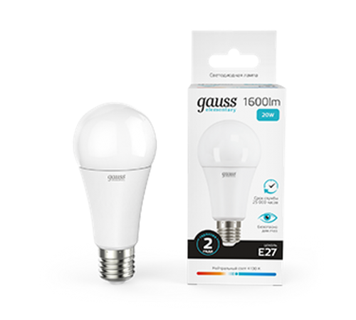 Лампа светодиодная LED 20Вт E27 220В 4100К Elementary A60  23229  Gauss