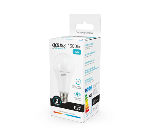 Лампа светодиодная LED 20Вт E27 220В 4100К Elementary A60  23229  Gauss