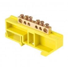 Шина "0" N (6х9мм) 6 отверстий латунь желтый изолятор на DIN-рейку EKF PROxima  sn0-63-06-dz  EKF
