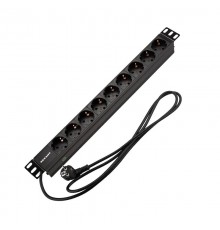 Блок распр. питания для 19" шкафов, горизонтальный, 9 розеток СЕЕ 7/4, 16A  04-0105-1  REXANT