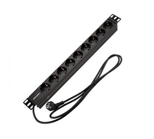 Блок распр. питания для 19" шкафов, горизонтальный, 9 розеток СЕЕ 7/4, 16A  04-0105-1  REXANT