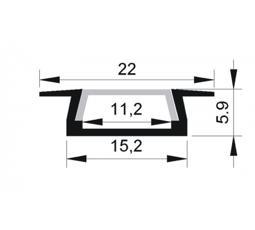 Профиль алюминиевый для светодиодной ленты PAL 2206 врезной анодированный IP20 2м  1009616  Jazzway