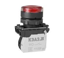 Кнопка КМЕ4111мЛ-24В-красный-1но+1нз-цилиндр-индикатор-IP40  354392  КЭАЗ