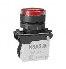 Кнопка КМЕ4610мЛ-24В-красный-1но+0нз-цилиндр-индикатор-IP65 285874  КЭАЗ