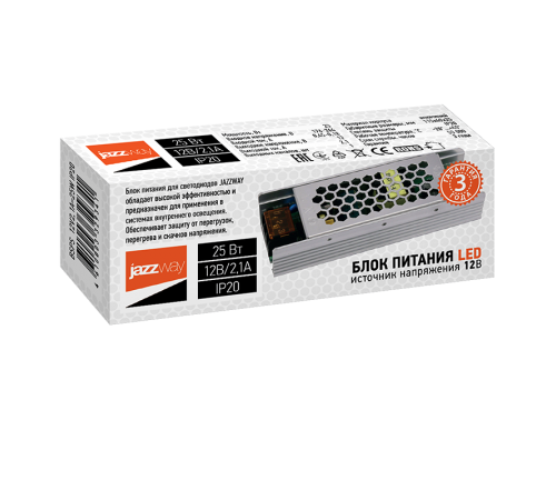 Драйвер для светодиодной ленты BSPS 12V2,10A=25W IP20 3 г.гар.  .3329341A  Jazzway