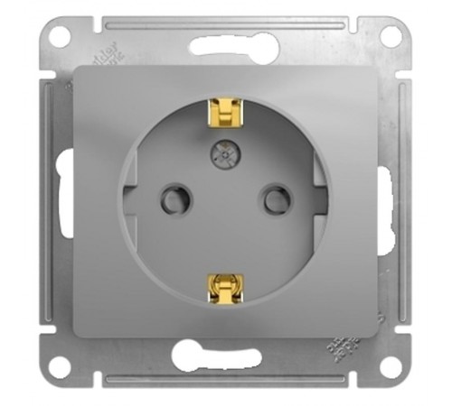 Glossa Алюминий Розетка с заземлением со шторками  GSL000345  SE
