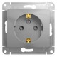 Glossa Алюминий Розетка с заземлением со шторками  GSL000345  SE