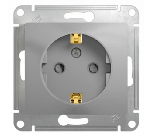 Glossa Алюминий Розетка с заземлением со шторками  GSL000345  SE