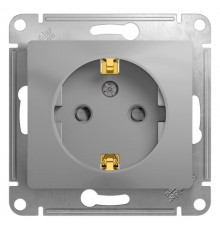 Glossa Алюминий Розетка с заземлением со шторками  GSL000345  SE